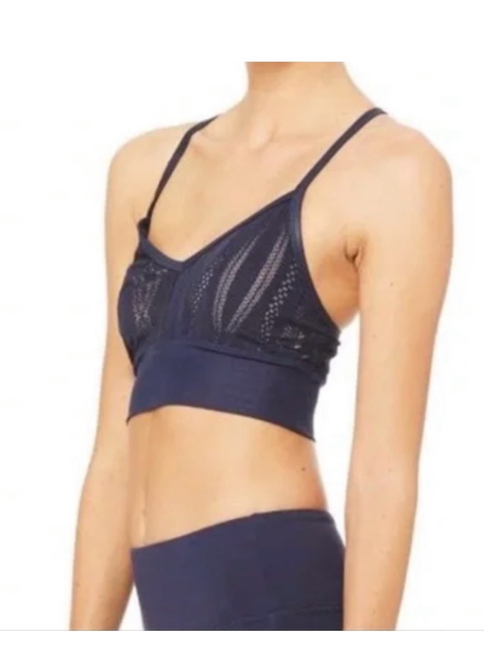 ALO Yoga Navy Lace-Detail Sports Bralette Size Small